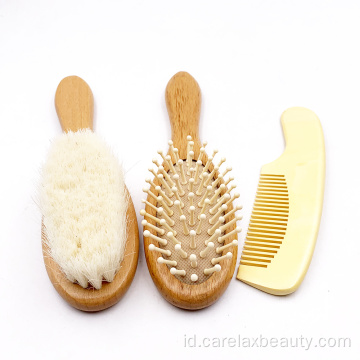 Eco Beech Wood Baby Hair Brush Sisir Set